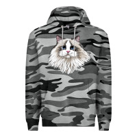 Slate Camo Ragdoll Face Cat Premium Hoodie - LillyAllenDesigns