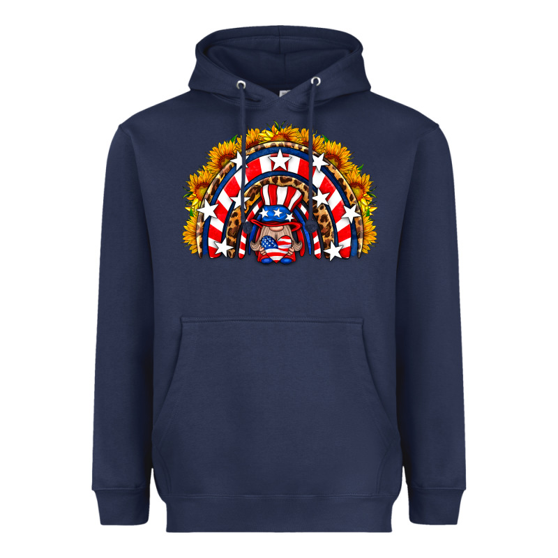 Usa Gnome Sunflower Rainbow Heavyweight Hoodie by HRA Design Shop | Teevron
