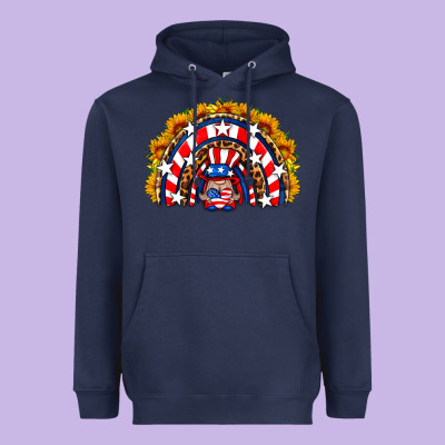 Usa Gnome Sunflower Rainbow Heavyweight Hoodie Designed By Hra Design Shop