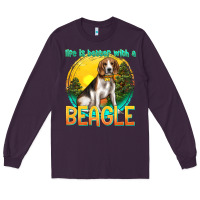 Plum life is better with a beagle Long Sleeve Tee - texasbilliewilder