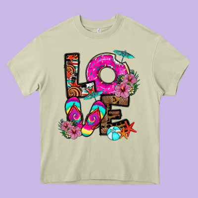 Love Summer Heavy Core Tee Designed By Cowhidedigitalart