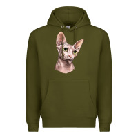 Army Green Sphynx Cat Premium Hoodie - LillyAllenDesigns