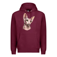 Burgundy Sphynx Cat Premium Hoodie - LillyAllenDesigns