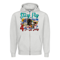 Dove Grey stay fly for the 4 th of july Zipper Hoodie - Zillion Design Studio