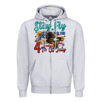 Heather Grey stay fly for the 4 th of july Zipper Hoodie - Zillion Design Studio