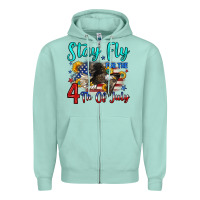 Seafoam stay fly for the 4 th of july Zipper Hoodie - Zillion Design Studio