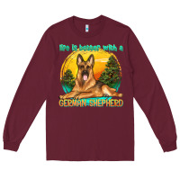 Burgundy life is better with a german shepherd Long Sleeve Tee - texasbilliewilder