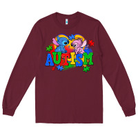 Burgundy autism stitch with lilo Long Sleeve Tee - AdoDesignShop