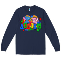 Navy autism stitch with lilo Long Sleeve Tee - AdoDesignShop
