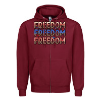Burgundy freedom freedom freedom Zipper Hoodie - Zillion Design Studio