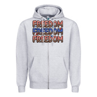 Heather Grey freedom freedom freedom Zipper Hoodie - Zillion Design Studio