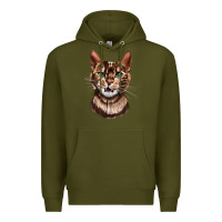 Army Green Bengal Cat Face Premium Hoodie - LillyAllenDesigns