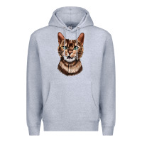 Heather Grey Bengal Cat Face Premium Hoodie - LillyAllenDesigns