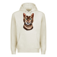 Oatmeal Heather Bengal Cat Face Premium Hoodie - LillyAllenDesigns