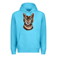 Ocean Blue Bengal Cat Face Premium Hoodie - LillyAllenDesigns