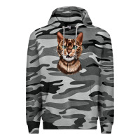 Slate Camo Bengal Cat Face Premium Hoodie - LillyAllenDesigns