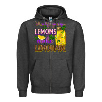Charcoal Heather when life gives you lemons make lemonade Zipper Hoodie - texasbilliewilder