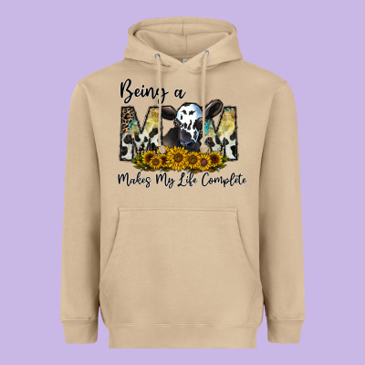 Being A Mom Makes My Life Complate Heavyweight Hoodie Designed By Cowhidedigitalart