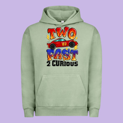 Two Fast Two Curious Boys Birthday Racing Car Urban Hoodie Designed By Maliassmallbusiness