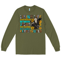 Army Green living life somewhere between jesus Long Sleeve Tee - texasbilliewilder