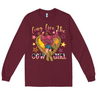 Burgundy long live the cowgirl Long Sleeve Tee - texasbilliewilder
