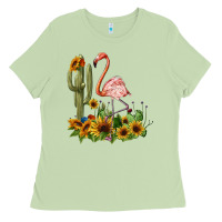 Matcha flamingo with cactus and sunflowers Ladies Tee - BarkalooDesign