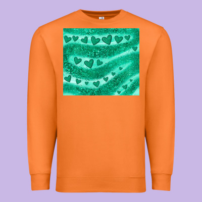 Green Glitter Heart Premium Sweatshirt Designed By Jahusdesignshop
