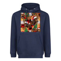 Navy christmas horse leopard tartan Heavyweight Hoodie - FaDigitalArtStudio