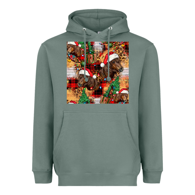 Christmas Horse Leopard Tartan Heavyweight Hoodie by FaDigitalArtStudio | Teevron