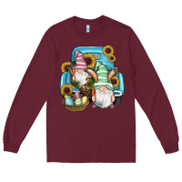 Burgundy Easter Gnomes Egg Sunflowers Truck Long Sleeve Tee - RanaPortraitStore