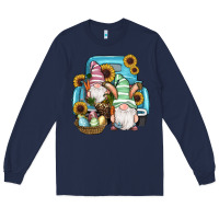 Navy Easter Gnomes Egg Sunflowers Truck Long Sleeve Tee - RanaPortraitStore