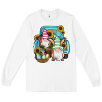 White Easter Gnomes Egg Sunflowers Truck Long Sleeve Tee - RanaPortraitStore
