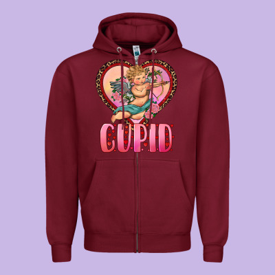 Cupid Heart Zipper Hoodie Designed By Ranaportraitstore