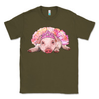 Army Green Balerina Baby Pig With Tutu Classic Tee - RanaPortraitStore