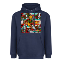 Navy christmas horse leopard tartan Heavyweight Hoodie - FaDigitalArtStudio