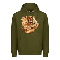 Army Green Persian Cat Face Premium Hoodie - LillyAllenDesigns