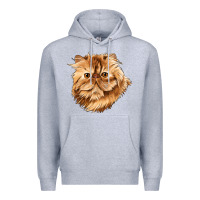 Heather Grey Persian Cat Face Premium Hoodie - LillyAllenDesigns