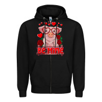 Black be mine valentine's day baby pig Zipper Hoodie - RanaPortraitStore