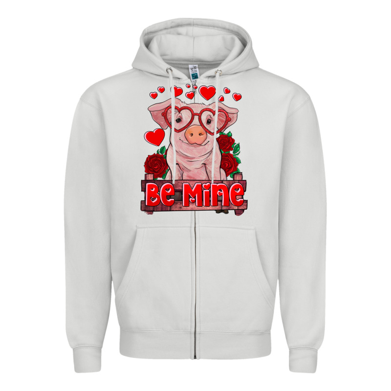 Be Mine Valentine's Day Baby Pig Zipper Hoodie by RanaPortraitStore | Teevron