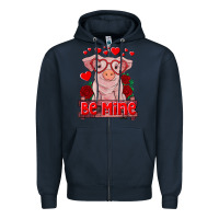 Navy be mine valentine's day baby pig Zipper Hoodie - RanaPortraitStore