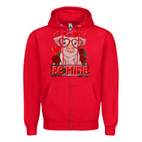 Red be mine valentine's day baby pig Zipper Hoodie - RanaPortraitStore