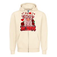 Sandshell be mine valentine's day baby pig Zipper Hoodie - RanaPortraitStore