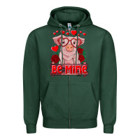 Sports Green be mine valentine's day baby pig Zipper Hoodie - RanaPortraitStore