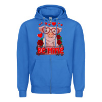 True Royal be mine valentine's day baby pig Zipper Hoodie - RanaPortraitStore