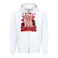 White be mine valentine's day baby pig Zipper Hoodie - RanaPortraitStore