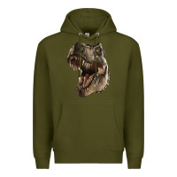 Army Green Tyrannosaurus T Rex Face Premium Hoodie - LillyAllenDesigns