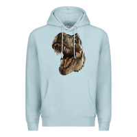 Blue Mist Tyrannosaurus T Rex Face Premium Hoodie - LillyAllenDesigns