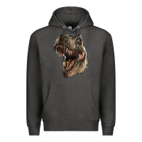 Charcoal Heather Tyrannosaurus T Rex Face Premium Hoodie - LillyAllenDesigns