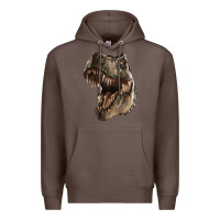 Coffee Tyrannosaurus T Rex Face Premium Hoodie - LillyAllenDesigns