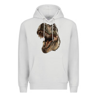 Dove Grey Tyrannosaurus T Rex Face Premium Hoodie - LillyAllenDesigns